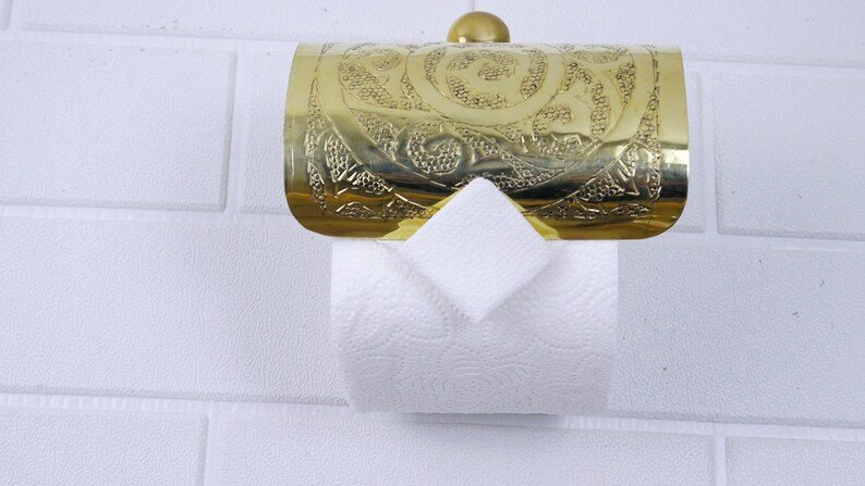 Solid Brass Toilet Paper Holder, Handcrafted Powder Room Roll Holder